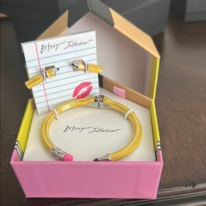 Betsey Johnson Yellow and Pink Pencil Set